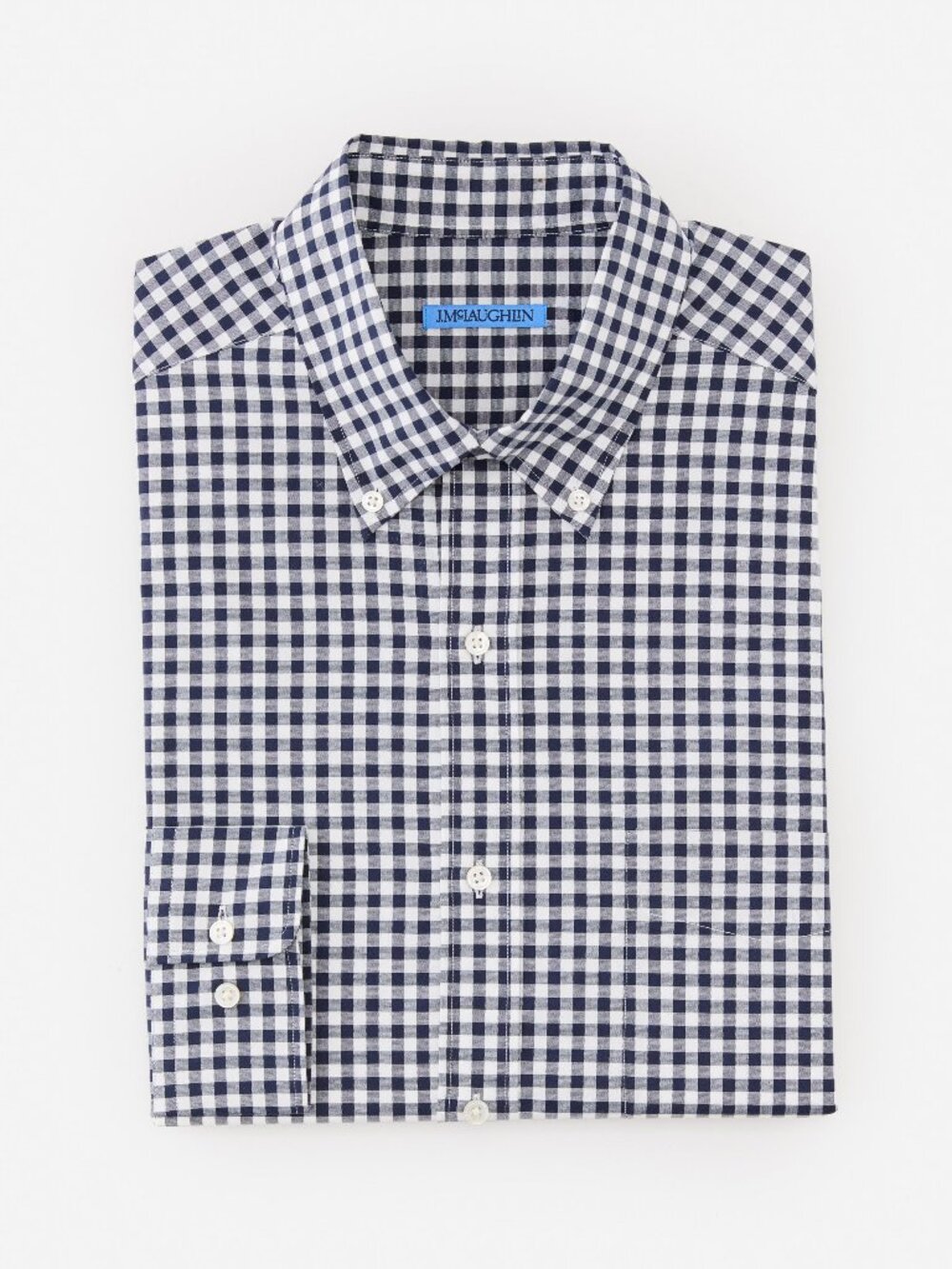 J McLaughlin Collis Classic Fit Shirt in Gingham - Navy/White NEW